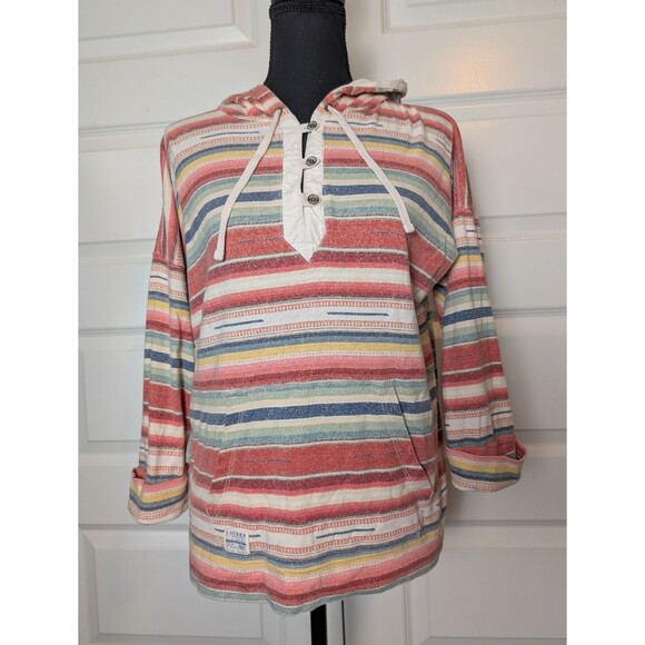 Lauren Ralph Lauren Tops - Lauren Ralph Lauren Hoodie Henley Top Size L Striped Southwestern Colorful